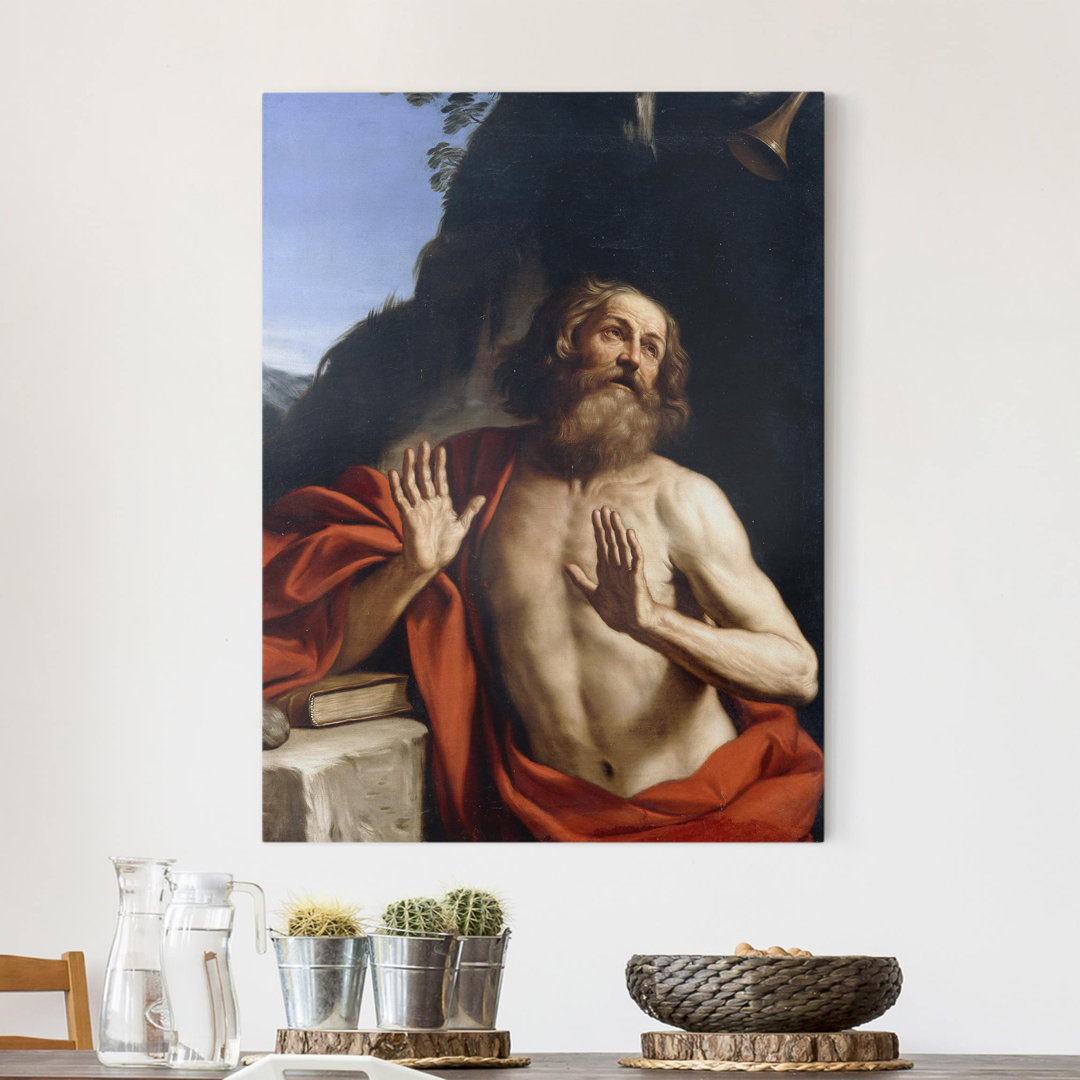 Leinwandbild Guercino - Der Heilige Hieronymus in der Wüste