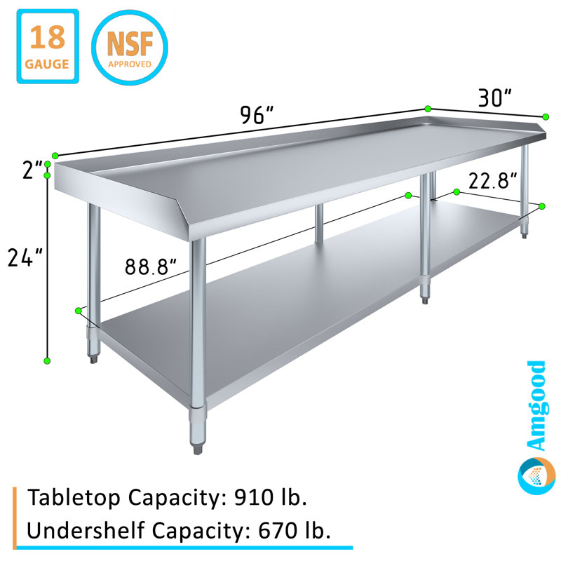 96" Heavy Duty Stainless Steel Equipment Stand with Undershelf