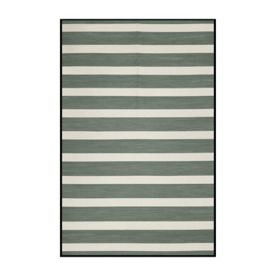  Tapis blanc lavable à rayures sauge