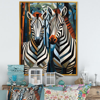 Motif de zèbre noir et blanc dynamique I, reproduction sur toile
