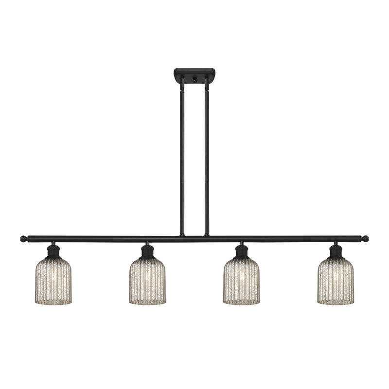 Luminaire suspendu pour îlot de cuisine 4 lumières Fiennes, Mercure, Noir mat