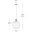 Luminaire suspendu 1 lumière avec verre transparent-111187492-111187493-111187497