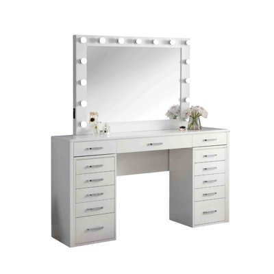 64.4" W Glam Vanity Set, White