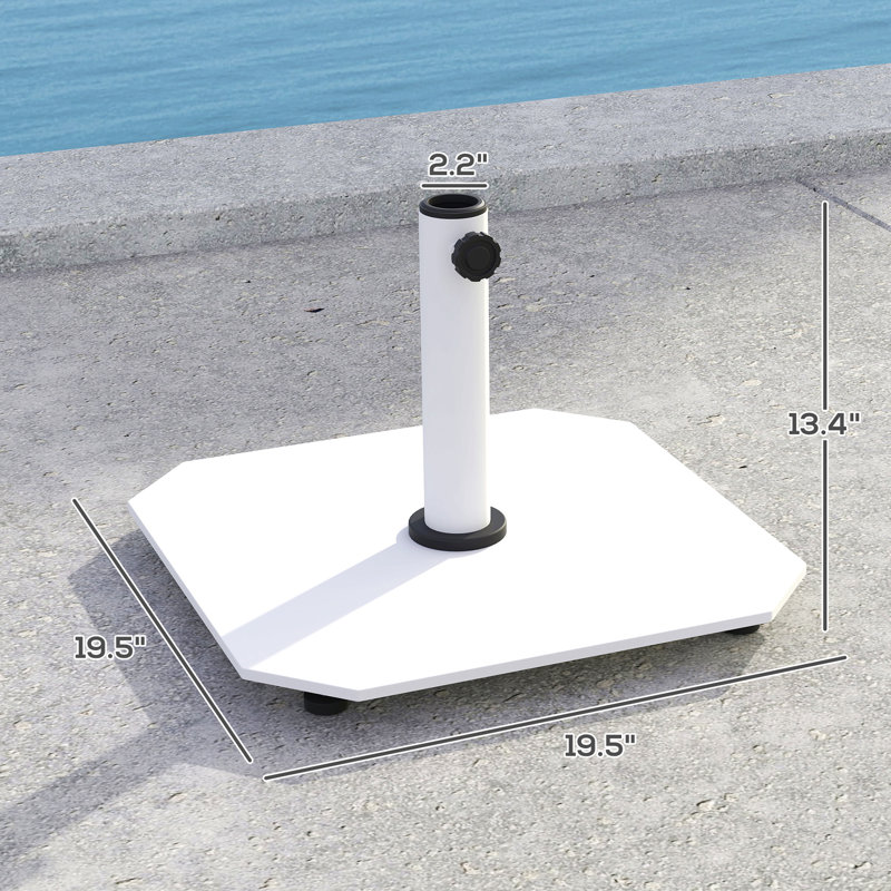 Base de support de parasol en métal avec patins réglables, support de parasol de patio robuste, base de parasol carrée, Blanc