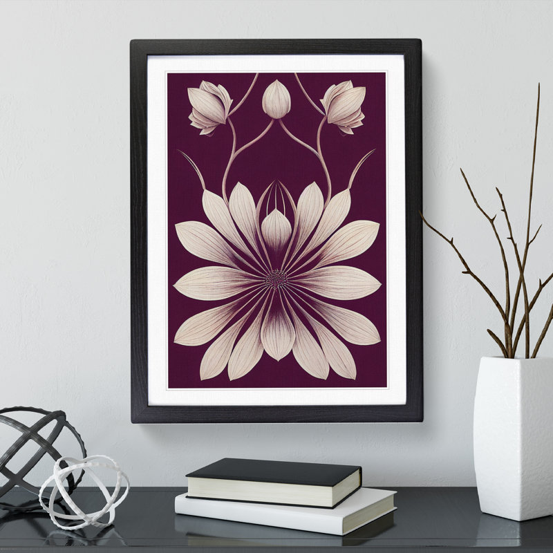 Vintage Flower - Single Picture Frame Print, 64cm H x 46cm W, Black