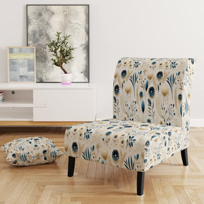 Fauteuil de chambre rembourré bleu et blanc