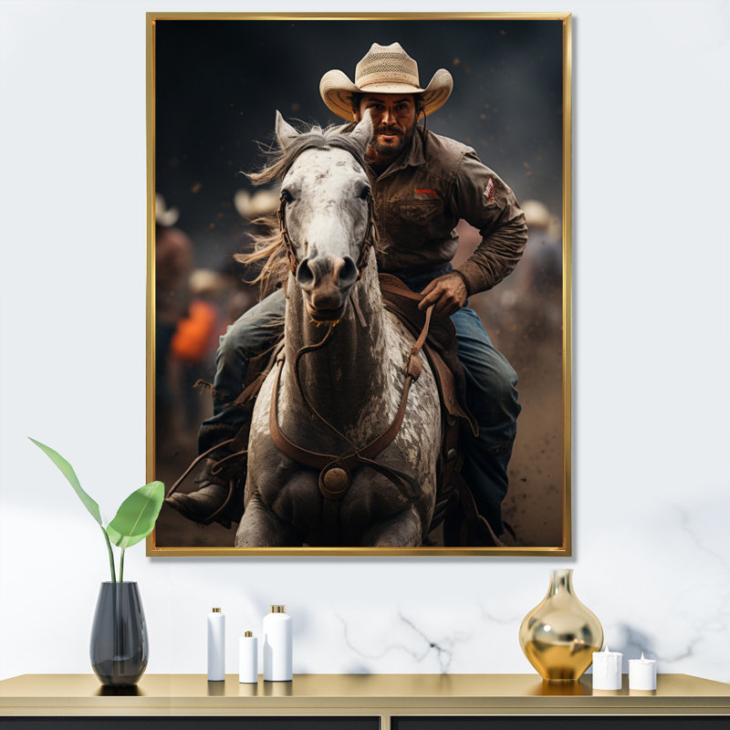 Yodei Canada Calgary Rodeo I - impression, H 44 po x l 34 po x P 1,5 po, Cadre flottant doré
