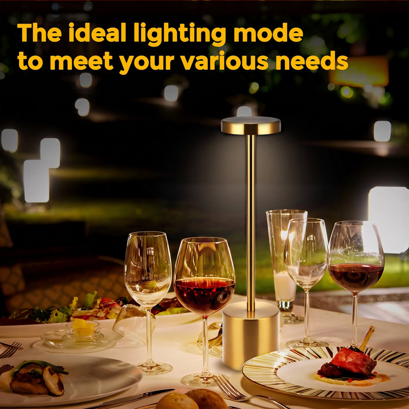 Cordless Table Lamp Touch Rechargeable Desk Lamps 2700K/4000K/5000K, Gold, 13" H x 3.14" W x 3.14" D