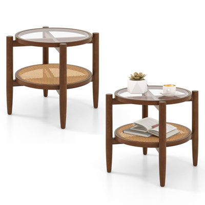 Allec Glass Top End Table Set