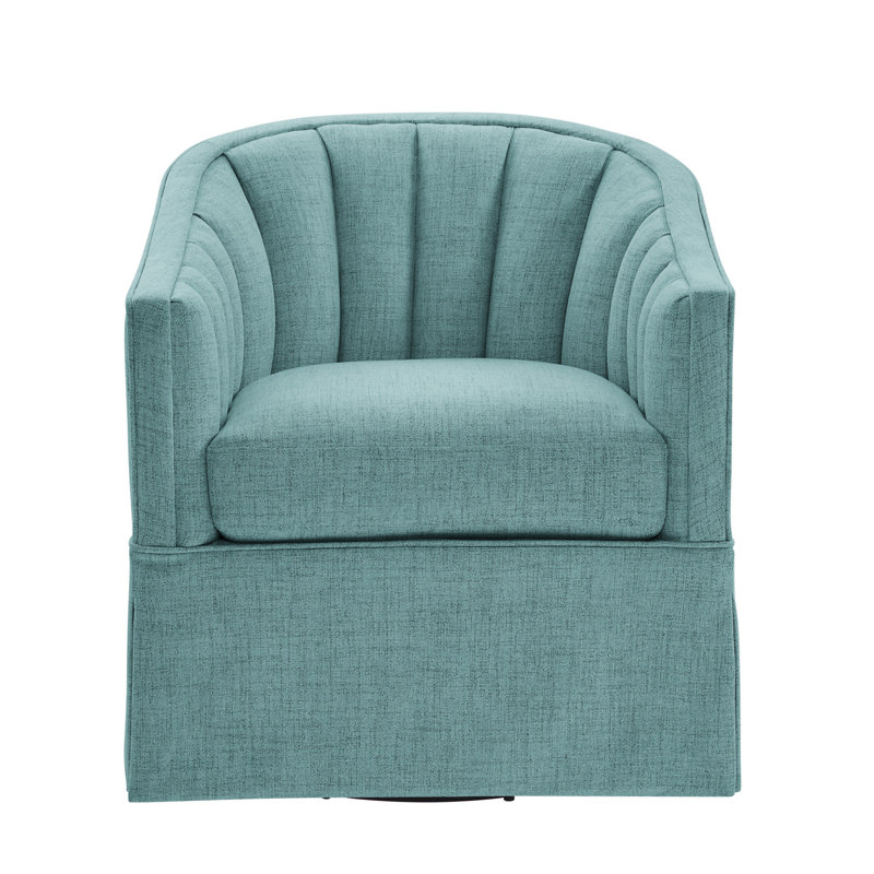 Fauteuil d'appoint pivotant avec jupe Solitude, Bleu clair