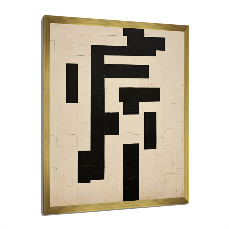 Impression sur toile géométrique moderne, nouvel ordre abstrait monochrome, H 32 po x l 24 po x P 1 po