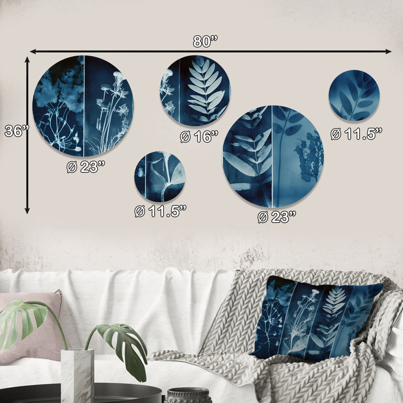 Retro Wildflowers In Shades of Blue VI - Floral Metal Wall Décor