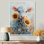 Peinture de vache Doerschuk avec pivoines V - art mural vache