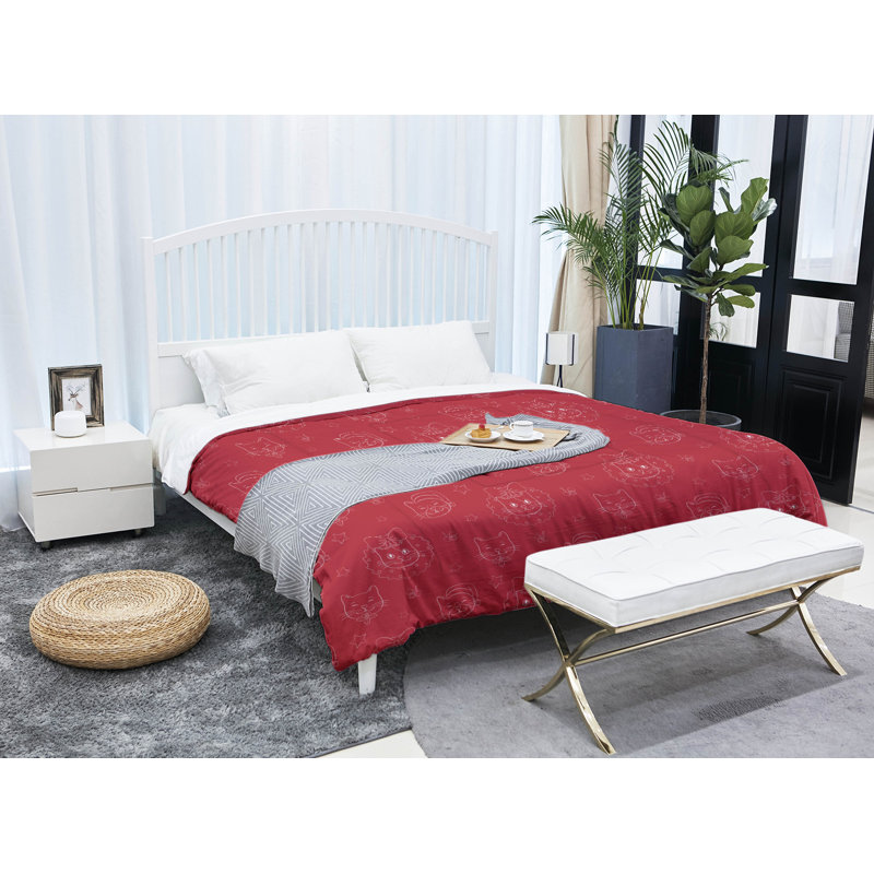 Polyester Comforter, Queen Comforter, Red/White