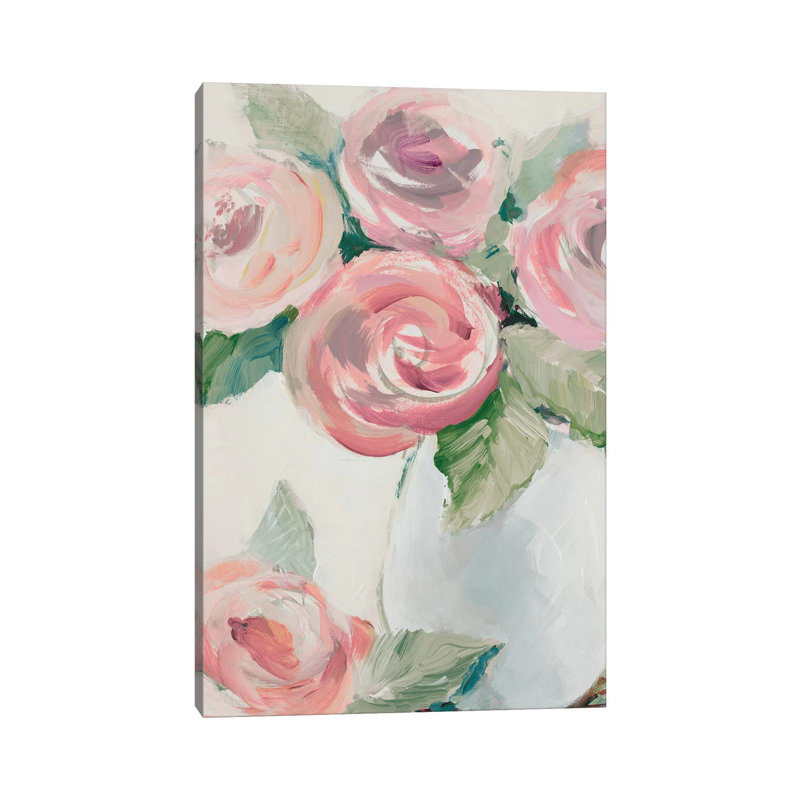 «Pink Spring Blooms I» par Lanie Loreth - peinture sur toile tendue, H 60 po x l 40po x P 1,5 po