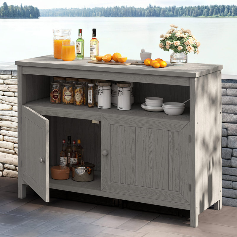 Menasseh Polyethylene Weather Resistant Outdoor Sideboard, Gray