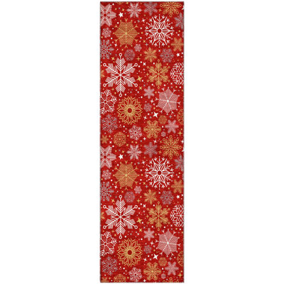 Tapis festif de qualité supérieure avec étoiles et flocons de neige lavables à la machine AMF1823