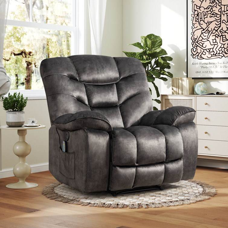 40.9" Wide Modern Skin-friendly Microfiber Super Soft Heated Massage Power Recliner Chair with USB Port
