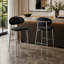 Ensemble de 2 tabourets de bar modernes, chaises de comptoir rembourrées en cuir de polyuréthane à dossier incurvé, structure en métal avec repose-pieds, noir-2087935245