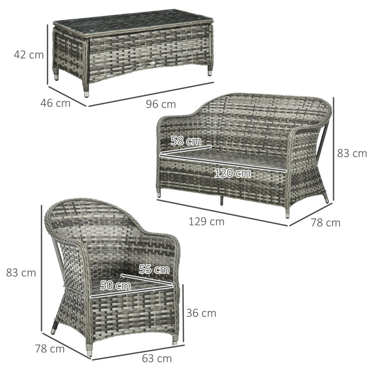 Seawell Wicker 4 - Person Garden Lounge Set with Cushions