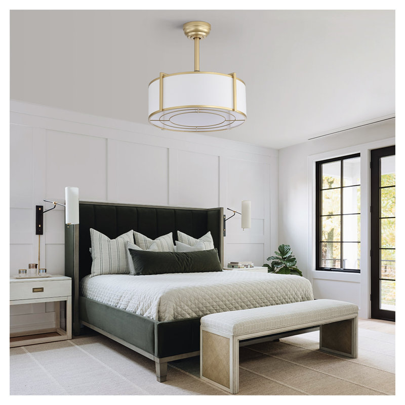 Ventilateur de plafond doré de 20 pouces avec lumière - moteur réversible à courant continu, télécommande incluse, homologué ETL