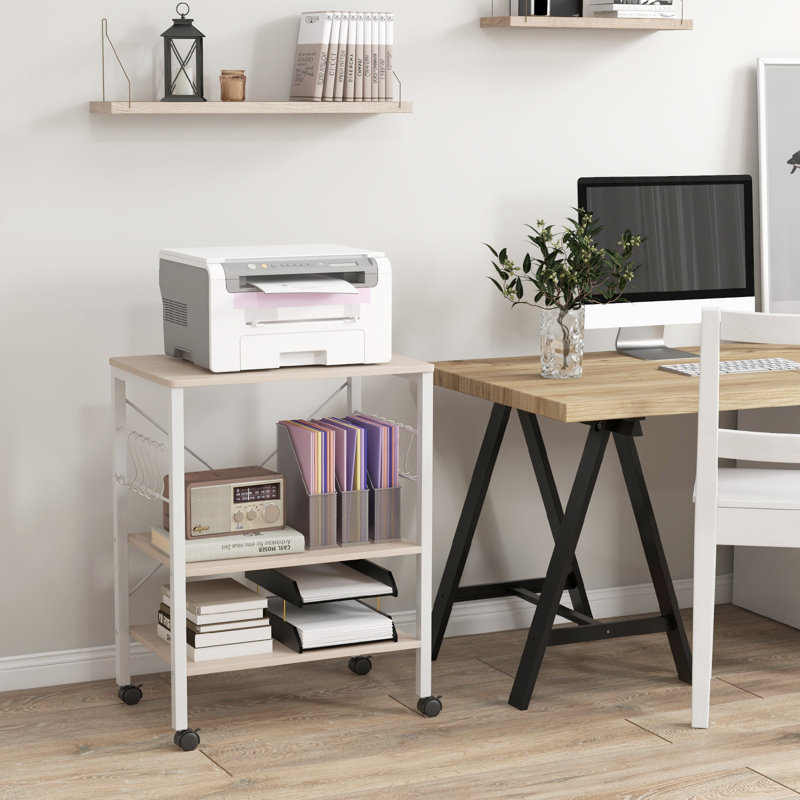 79cm H x 60cm W Utility Cart with Wheels, Grey/White