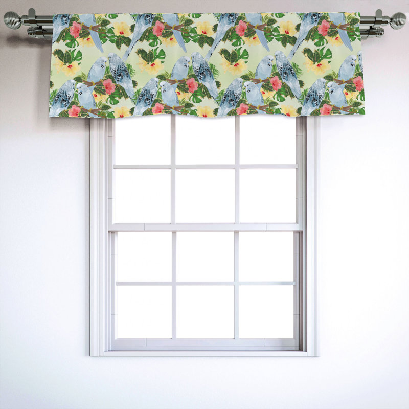 Multicolor Floral Birds Satin Polyester Rod Pocket Valance