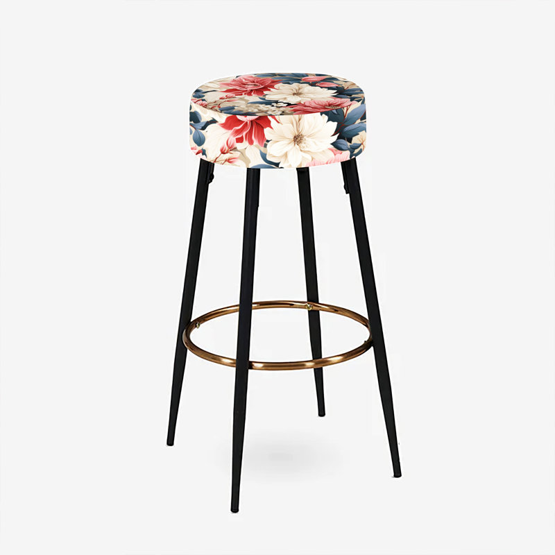 Rustic Whispers - Ensemble de 2 tabourets de bar maison de campagne, Beige / rose
