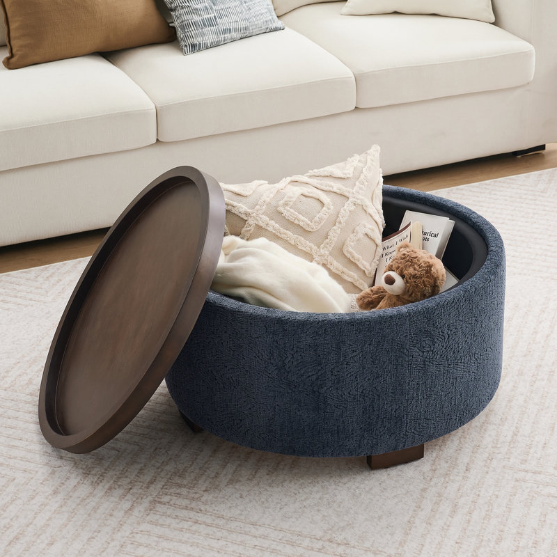 Repose-pieds rembourré avec rangement en bois l 30,1 po Caysey, DarkBlue