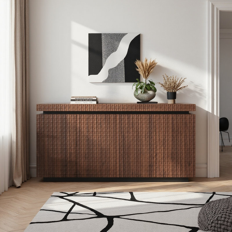 Buffet de rangement moderne 58,3 po à 4 portes et brun
