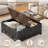 43.3" Farmhouse Lift Top Coffee Table With Hidden Storage, Square Rustic Wood Coffee Table With Hydraulic Lift Mechanism-1283476894