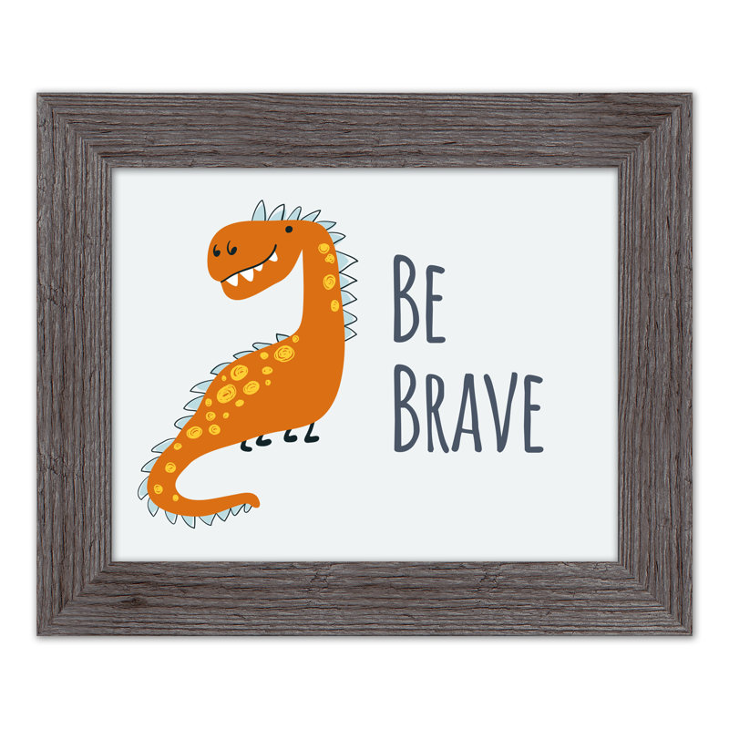 «Dino Be Brave», art encadré, H 14 po x l 11 po x P 0,75 po, Cadre gris