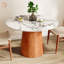 Petite table de salle à manger ronde sur pied en bois massif pour 2 à 4 personnes, durable et élégante avec plateau en pierre frittée-1004355596-1004355594