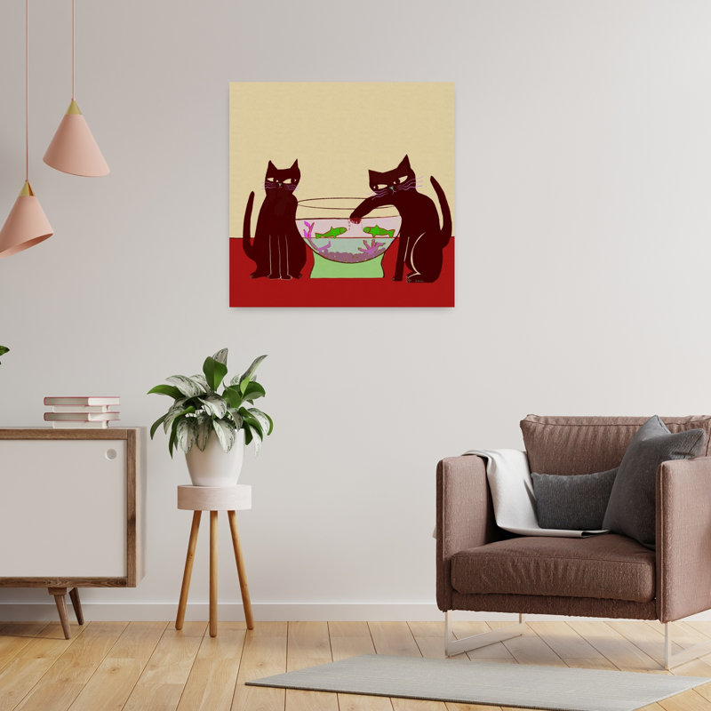 «Playful Cats Fishbowl», 24" H x 24" W