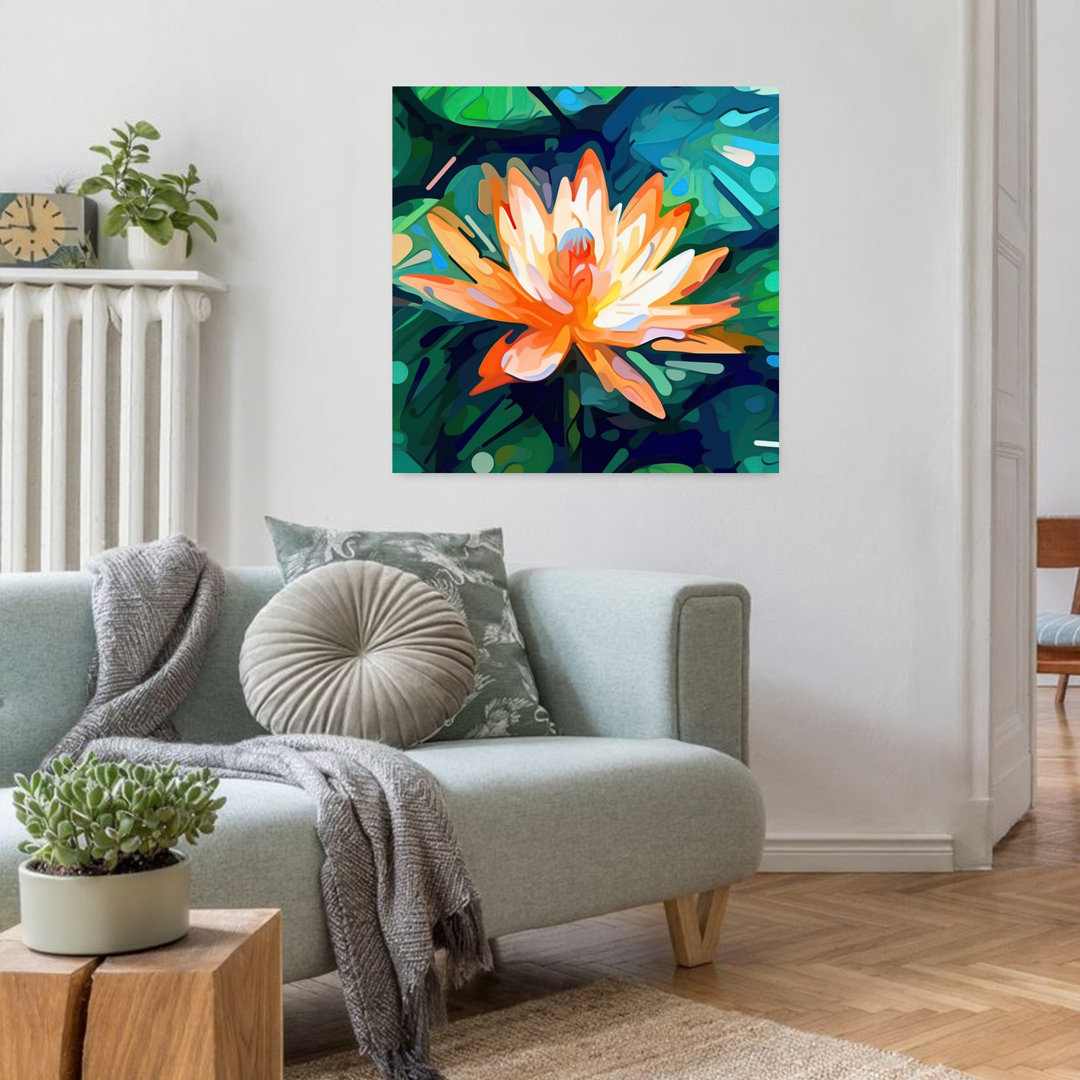 Modern Lotus Lily Pond Abstract Contemporary Wall Art Print