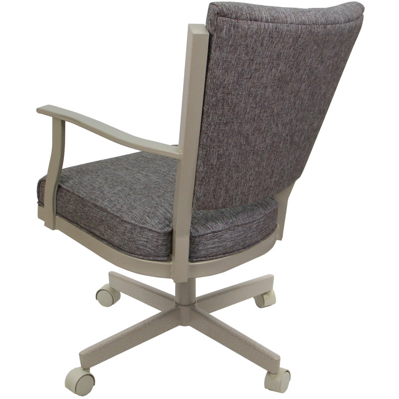 Danyael Metal Dining Caster Chair with Arms, Beige, Mojave Gray
