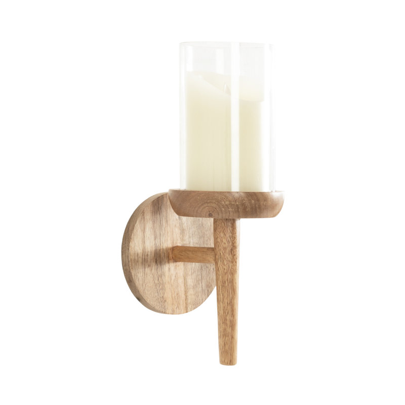 Shae 13" Modern Wood Wall Sconce, Natural