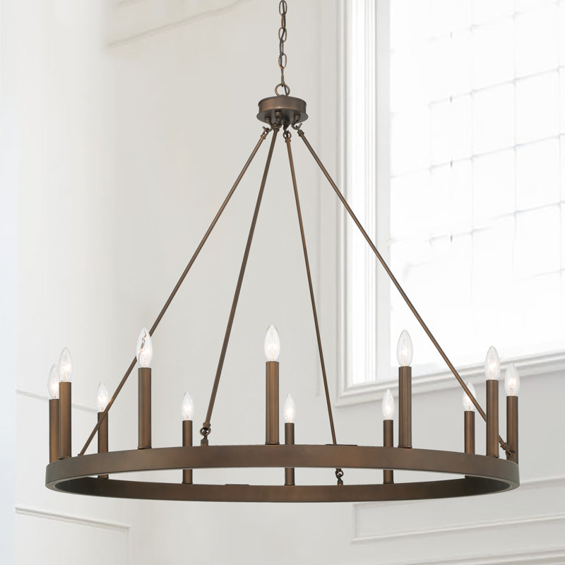 Madalyn 12 - Light Candle Style Wagon Wheel Chandelier, Oil Rubbed Bronze