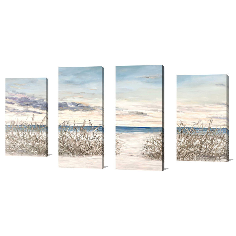 Windy Beaches - Ensemble de 4 peintures sur toile tendue, H 38 po x l 72 po x P 1,5 po