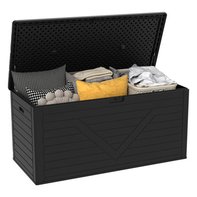 330 Gal. Black Resin Storage Deck Box for Outdoor Indoor
