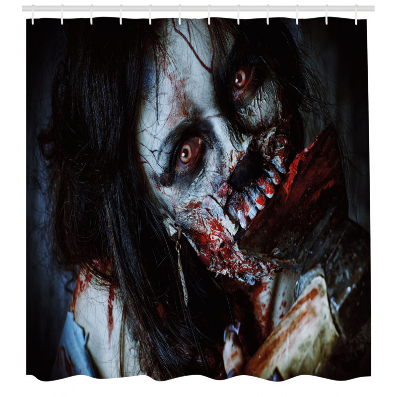 Ensemble de rideau de douche et crochets Zombie, H 70 po x l 69 po