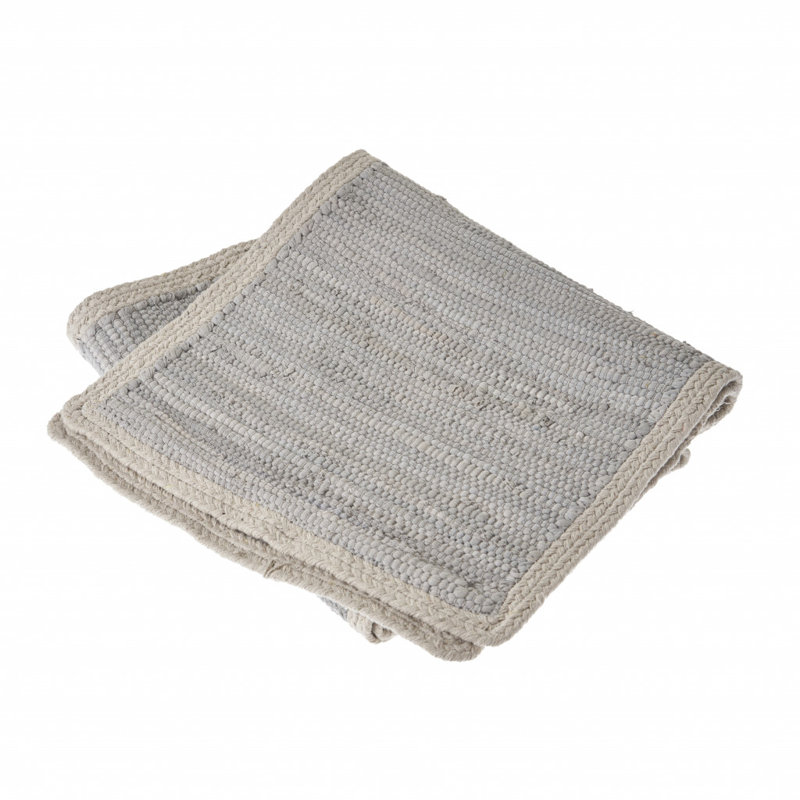 80" Light Gray And Natural Solid With Border Cotton Table Runner
