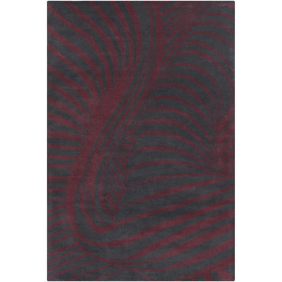 Ailey Authentic Hand-Tufted Handmade Burgundy & Charcoal Abstract Stripe Wool Area Rug