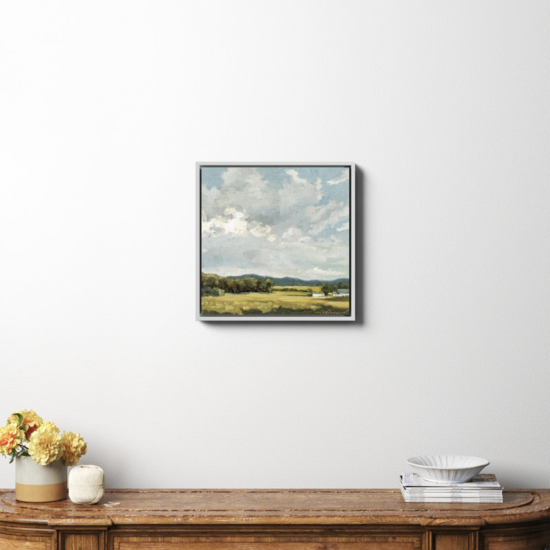 «Nice View No 8» encadré par Miss Mustard Seed, peinture, H 20 po x l 20 po x P 2 po, Toile avec cadre blanc, Non