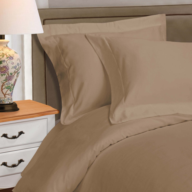 Ensemble de housse de couette 3 pièces Arling, Housse de couette double / grand + 2 taies décora, Taupe