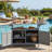 Foldable Outdoor Kitchen Island With Lockable Wheels, Storage, And Towel Rack For Patio Cooking, Grey-2014623358