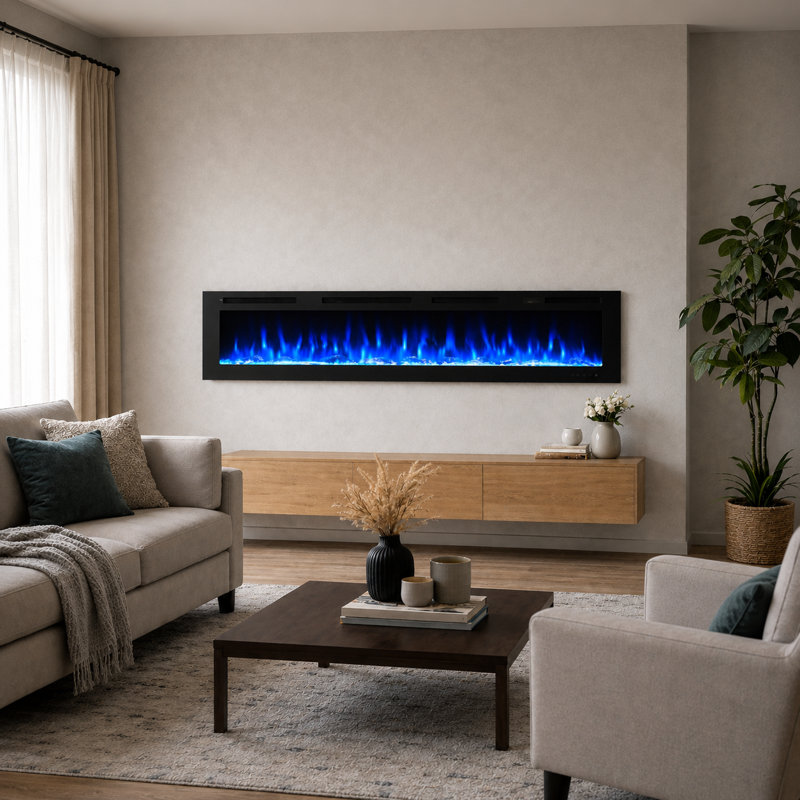 Winslow FLAMEKO Matte Black Fireplace Insert, 43.2cm H x 178cm W x 10.6cm D