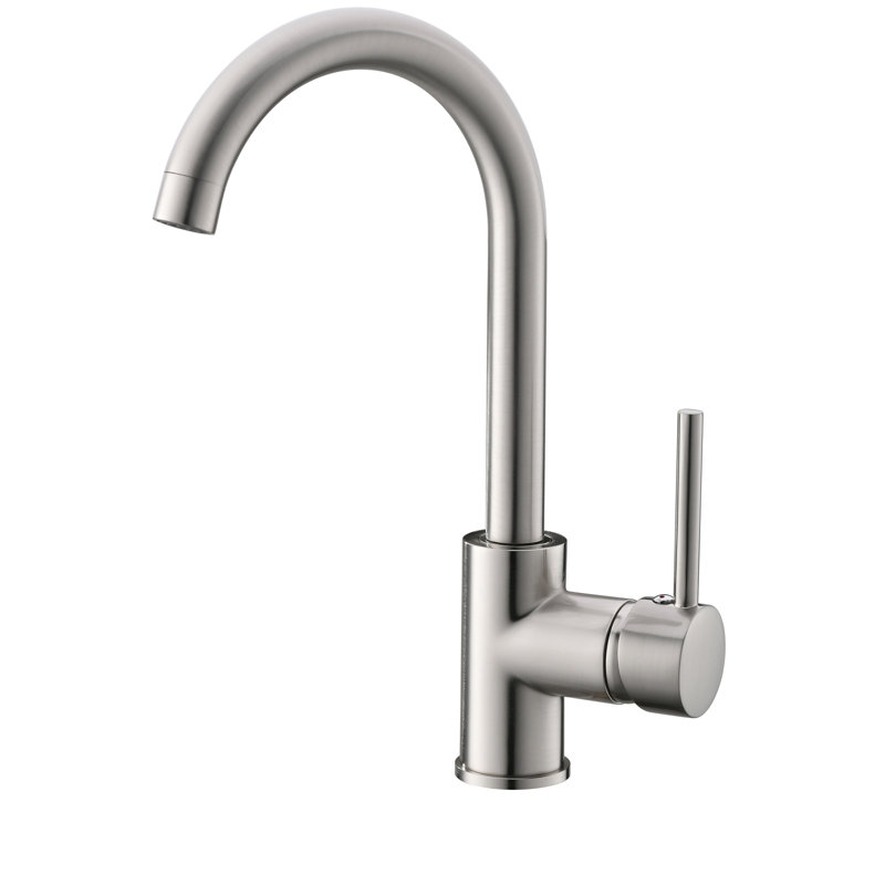 Commercial Grade Stainless Steel Kitchen Faucet - Single Handle, Brushed Nickel, Nickel Handle Steel, For Long-Term Use In Kitchens