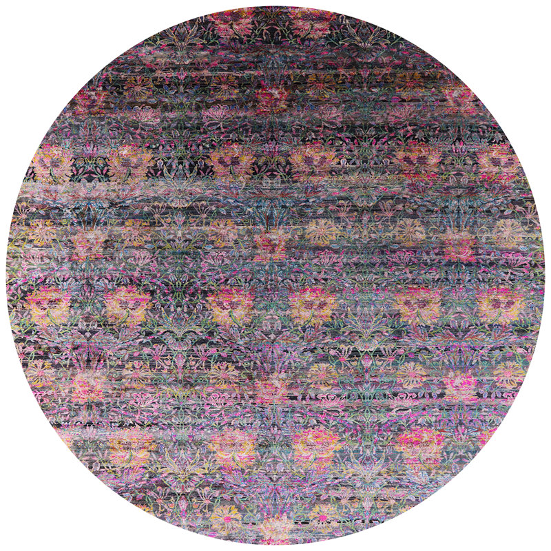 Tapis gris / mauve, Rond 7 pi