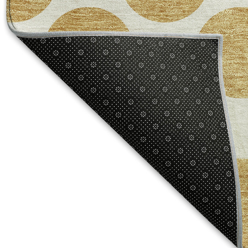 Tapis doré Prisco lavable à la machine de qualité supérieure, Rectangle 5 pi x 7 pi 6 po